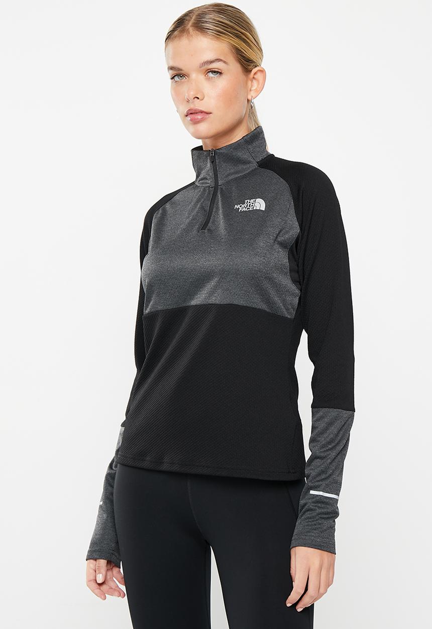 The North Face - W 1-4 zip run fleece - tnf black & asphalt grey light heather