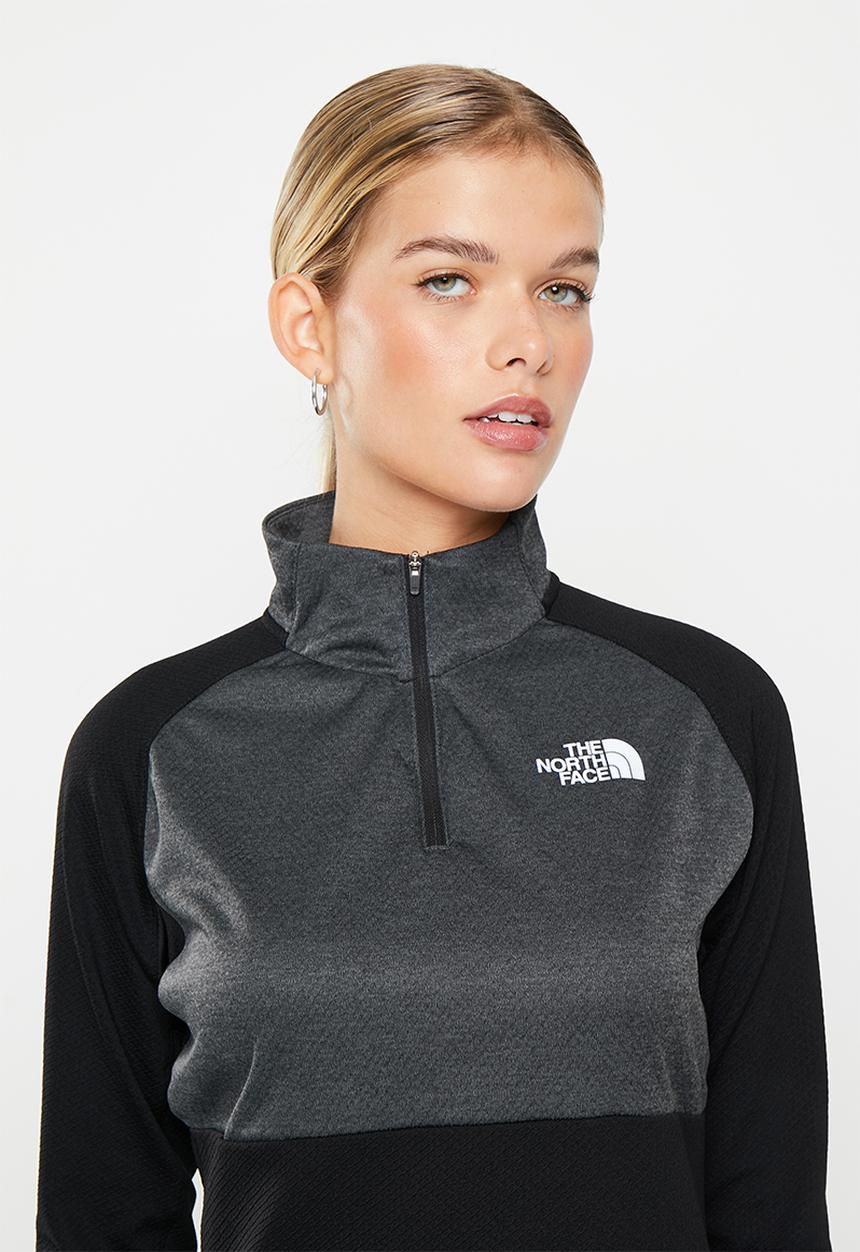 The North Face - W 1-4 zip run fleece - tnf black & asphalt grey light heather