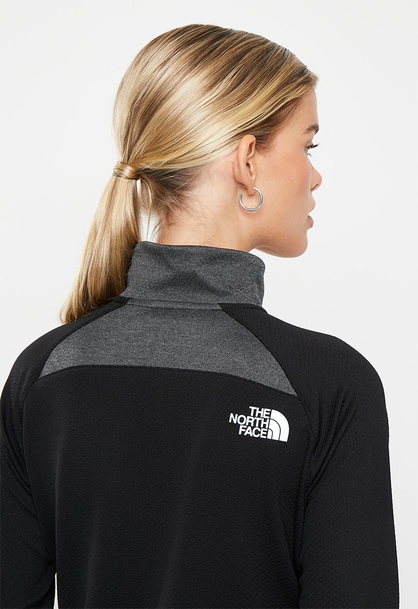 The North Face - W 1-4 zip run fleece - tnf black & asphalt grey light heather