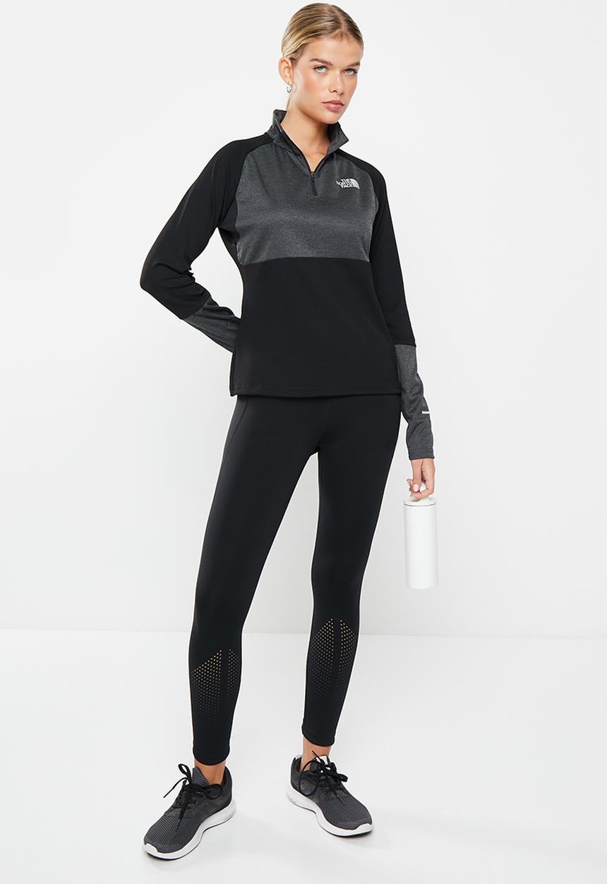 The North Face - W 1-4 zip run fleece - tnf black & asphalt grey light heather