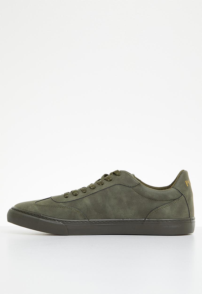 POLO - Basic gumsole pu/fabric sneaker - olive