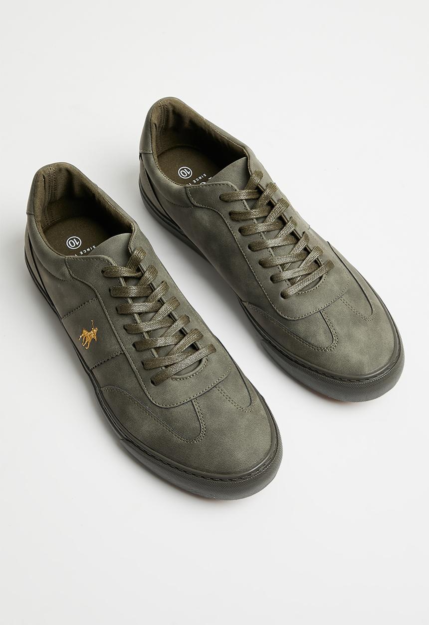 POLO - Basic gumsole pu/fabric sneaker - olive