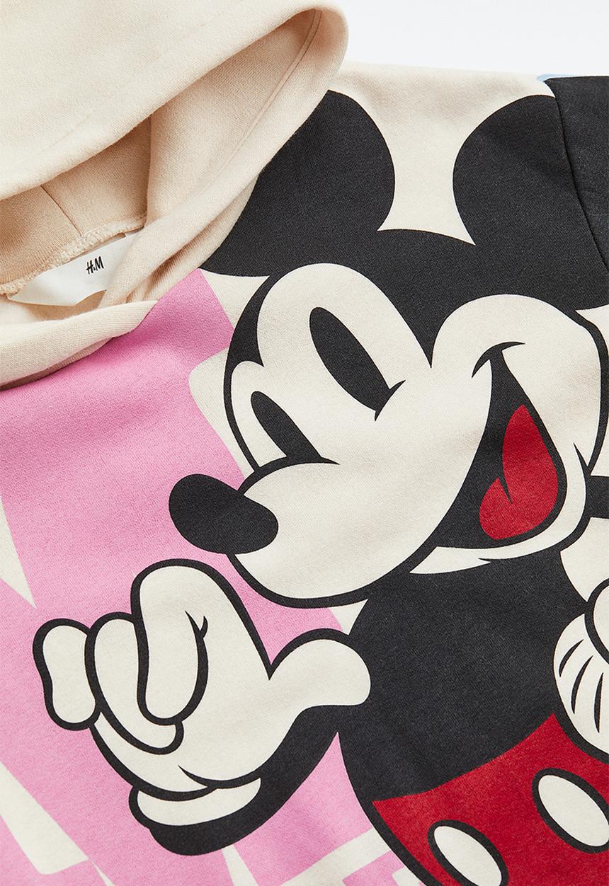 H&M - Oversized printed hoodie - cream/mickey mouse