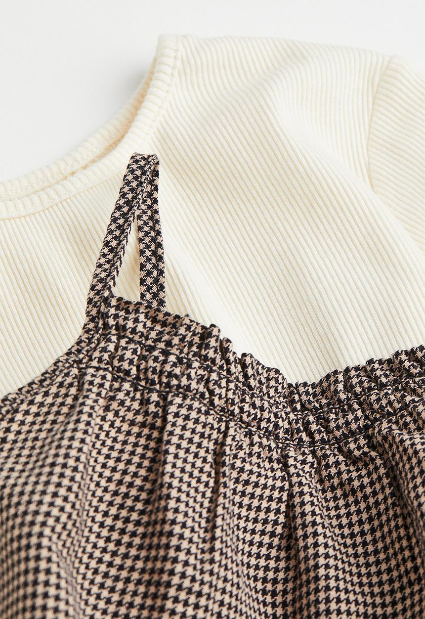 H&M - 2-Piece cotton set - brown/dogtooth-patterned