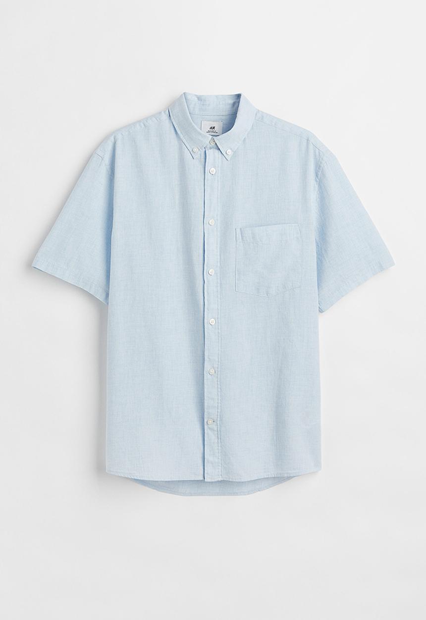 H&M - Regular fit short-sleeved shirt - light blue