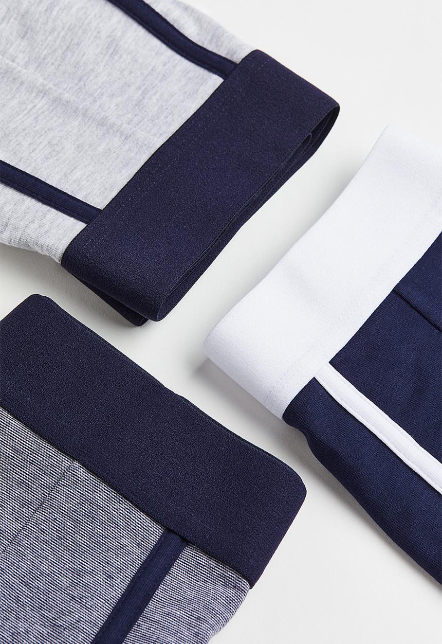 H&M - 3-pack xtra life™ short trunks - dark blue/light grey marl