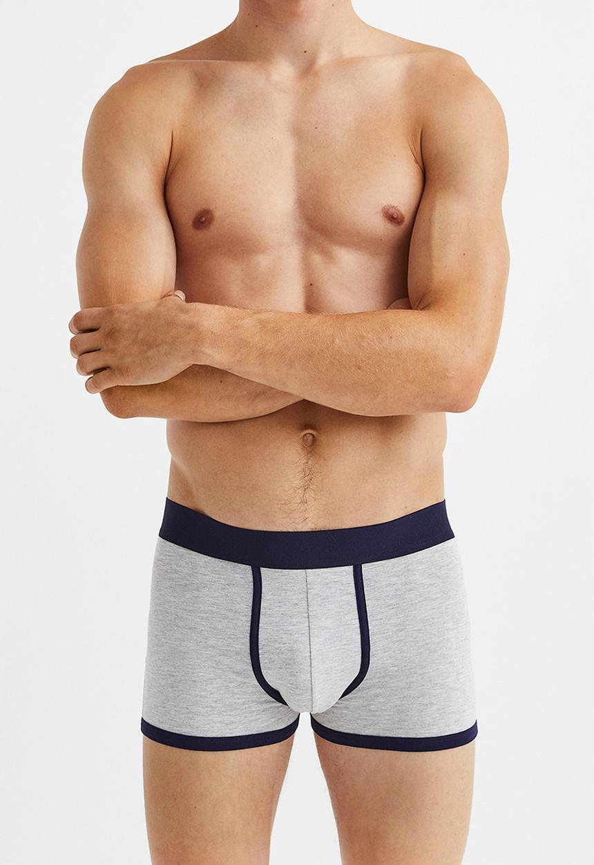 H&M - 3-pack xtra life™ short trunks - dark blue/light grey marl