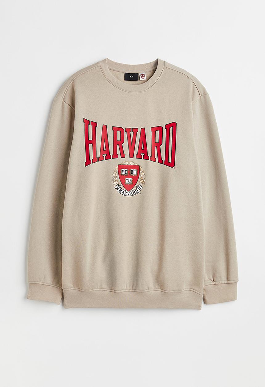 H&M - Regular fit printed sweatshirt - beige/harvard university