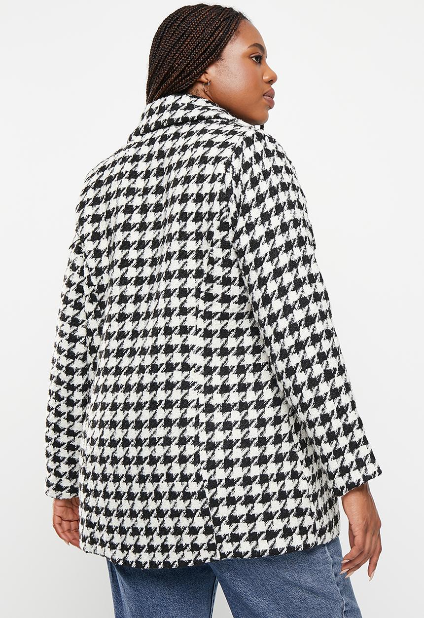 Me&B - Plus Houndstooth Boucle jacket - black & white