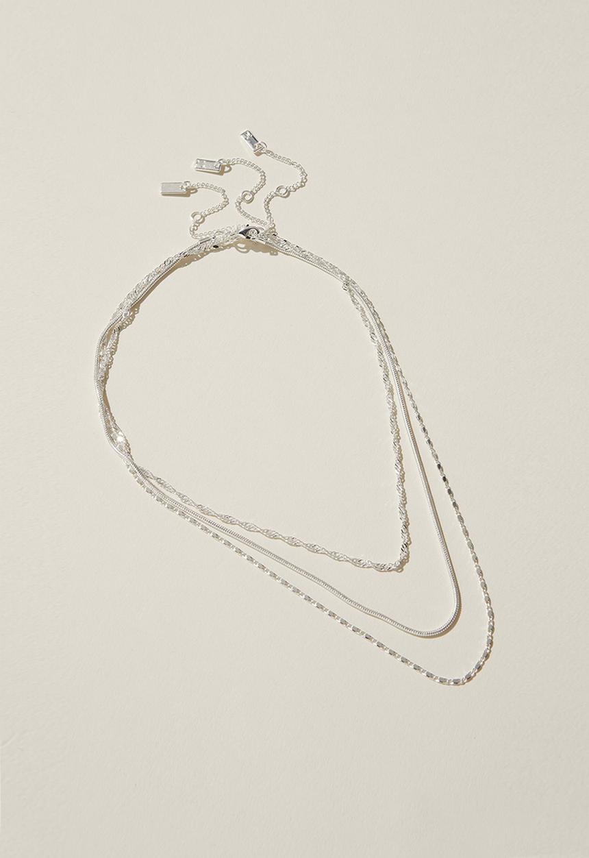 Rubi - 3-Pack fine chain necklace - sterling silver plated classic snake