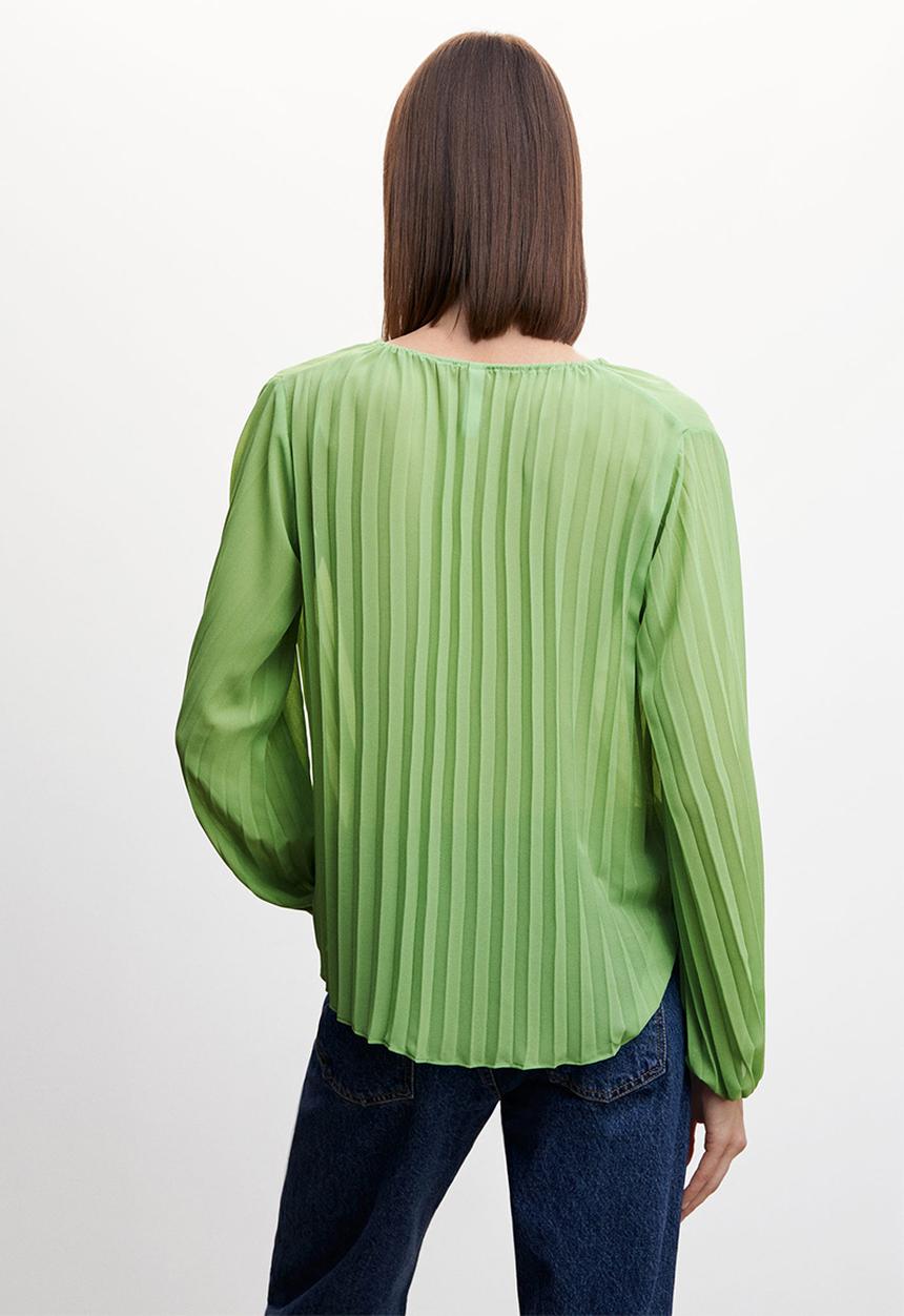 MANGO - Blouse plis - green