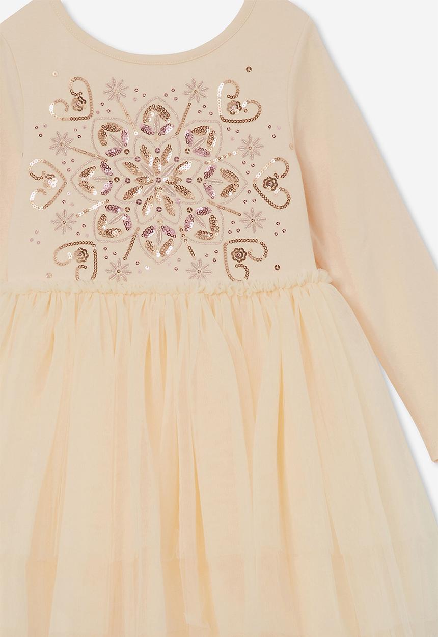 Cotton On - Iris long sleeve dress - champagne/flower kaleidoscope
