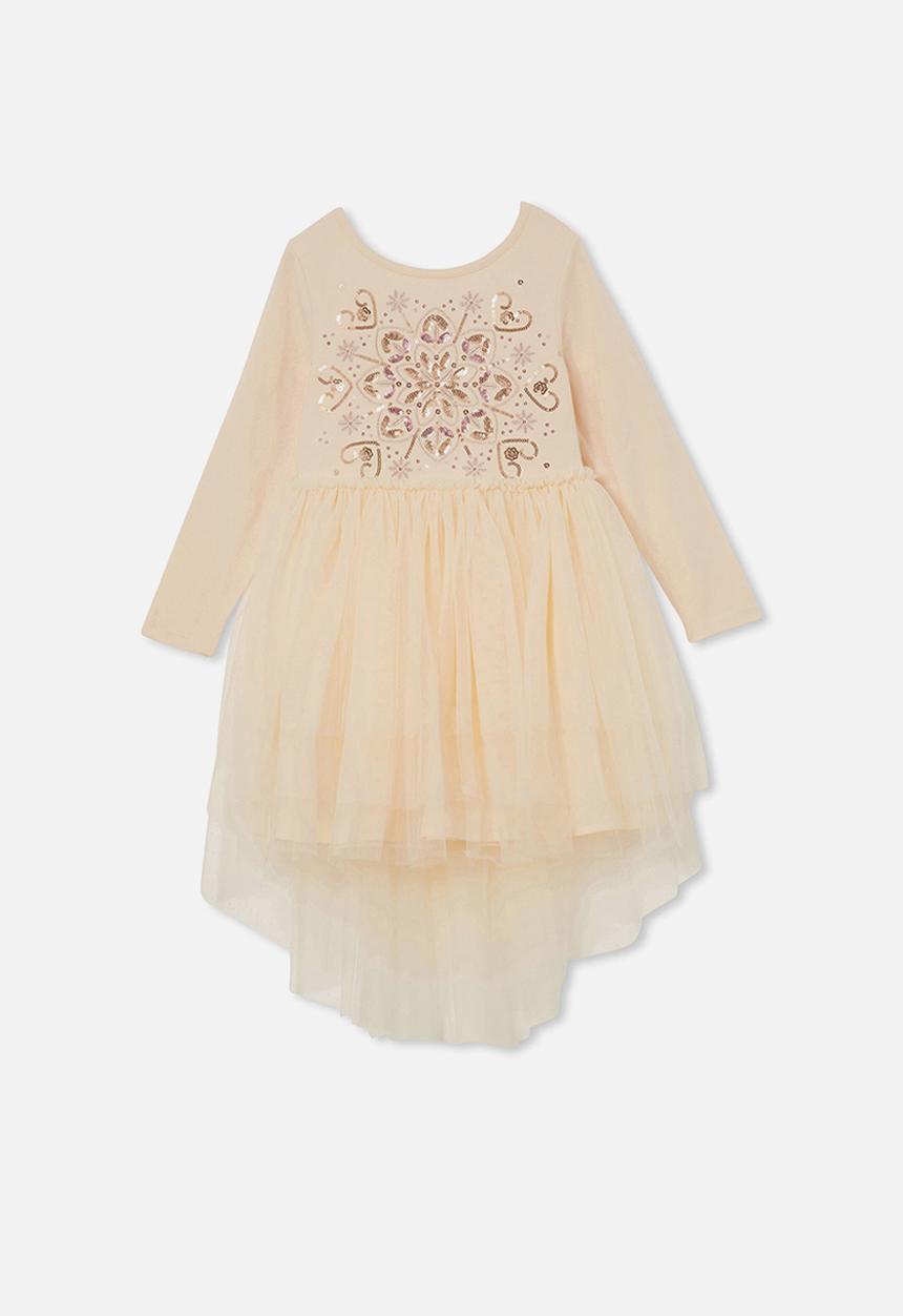 Cotton On - Iris long sleeve dress - champagne/flower kaleidoscope