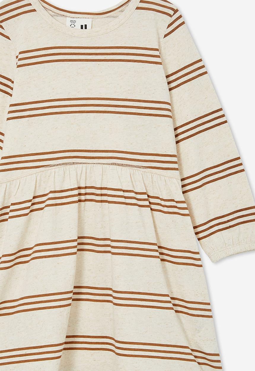 Cotton On - Savannah long sleeve dress - caramel marle stripe