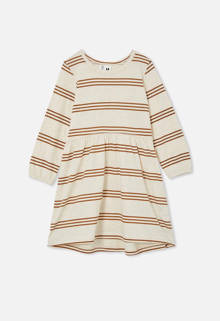 Cotton On - Savannah long sleeve dress - caramel marle stripe
