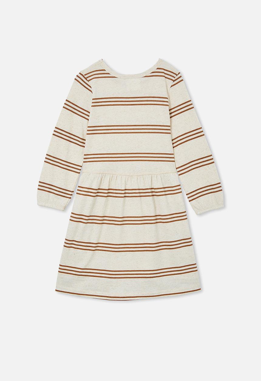 Cotton On - Savannah long sleeve dress - caramel marle stripe