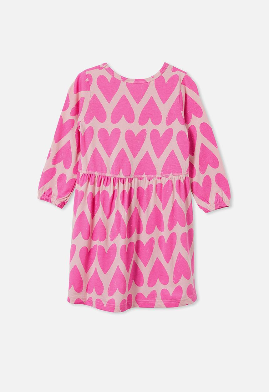 Cotton On - Savannah long sleeve dress - marshmallow/hearts