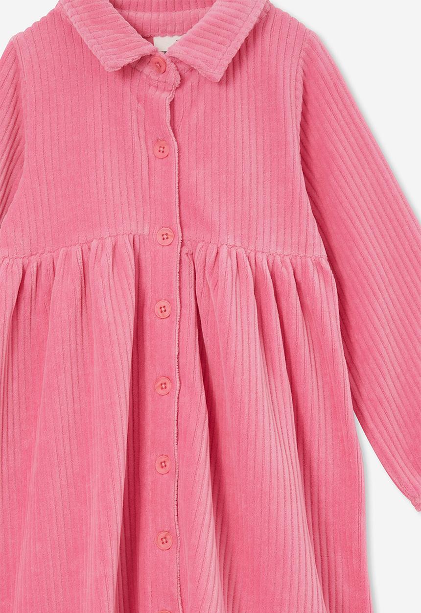Cotton On - Christine long sleeve dress - raspberry pink/rib