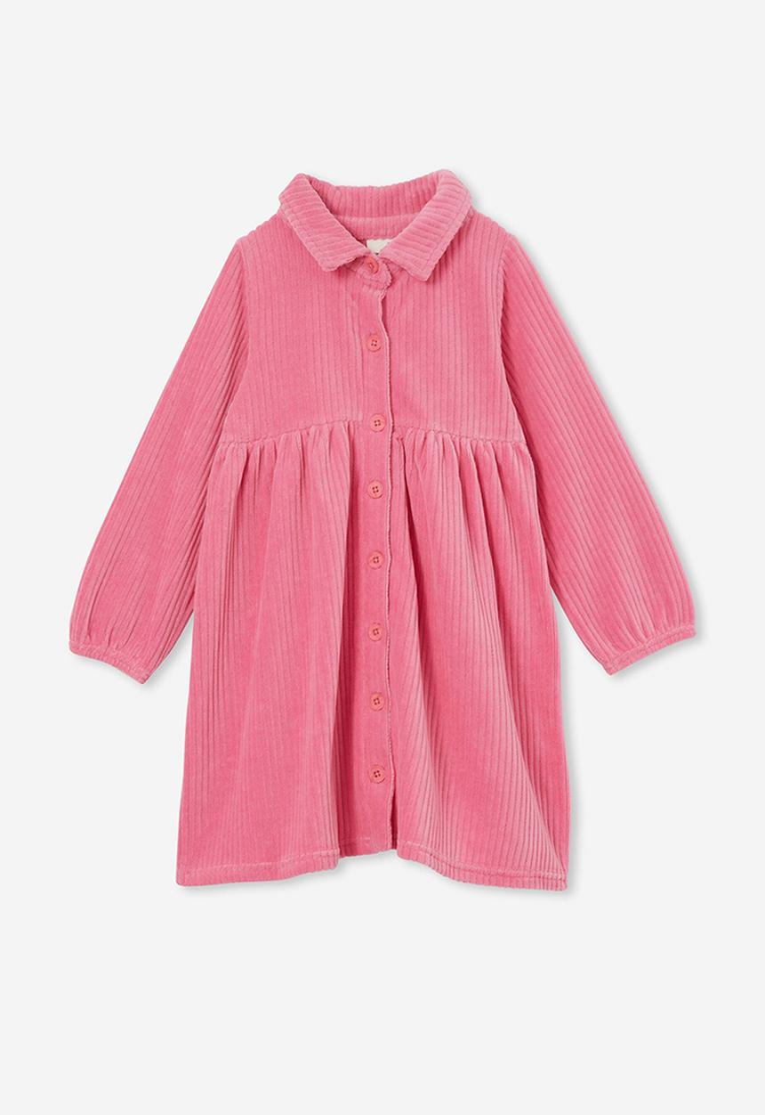 Cotton On - Christine long sleeve dress - raspberry pink/rib