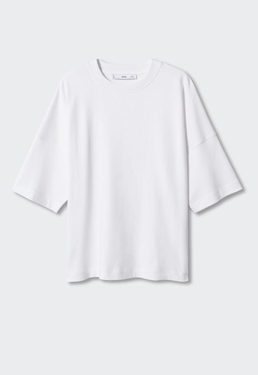 MANGO - T-shirt sita - white