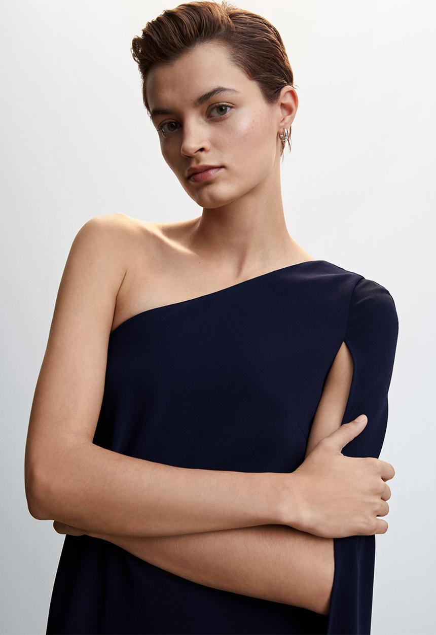MANGO - Dress lemon - dark blue