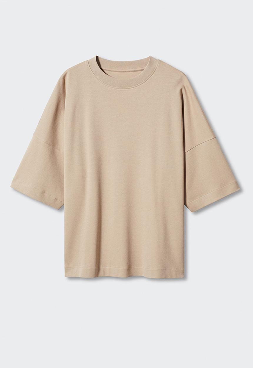 MANGO - T-shirt sita - light beige