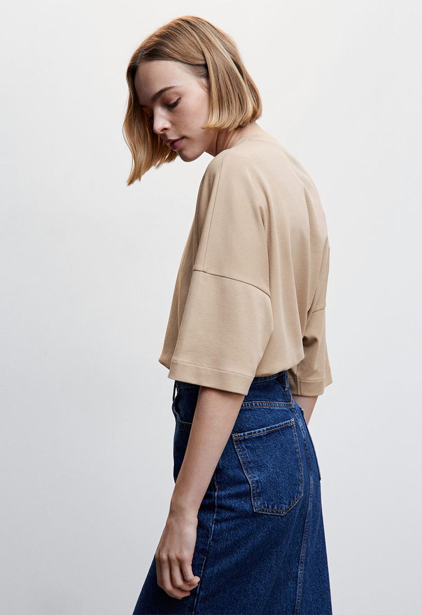 MANGO - T-shirt sita - light beige