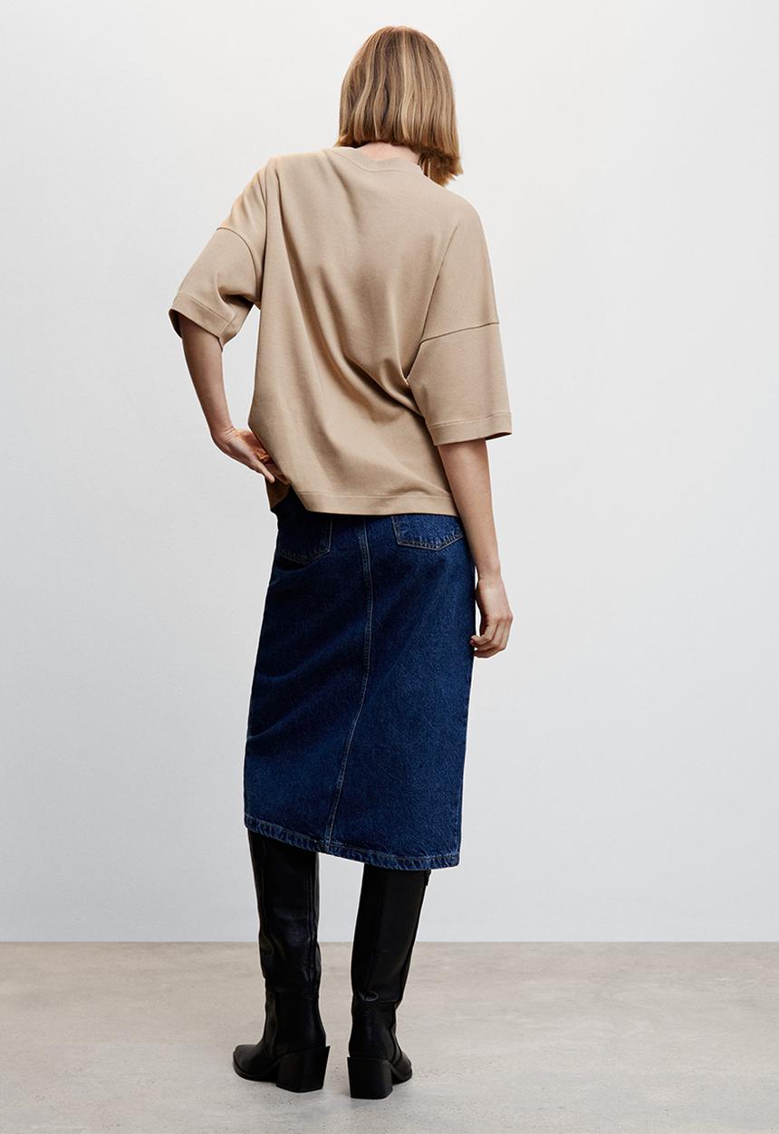 MANGO - T-shirt sita - light beige