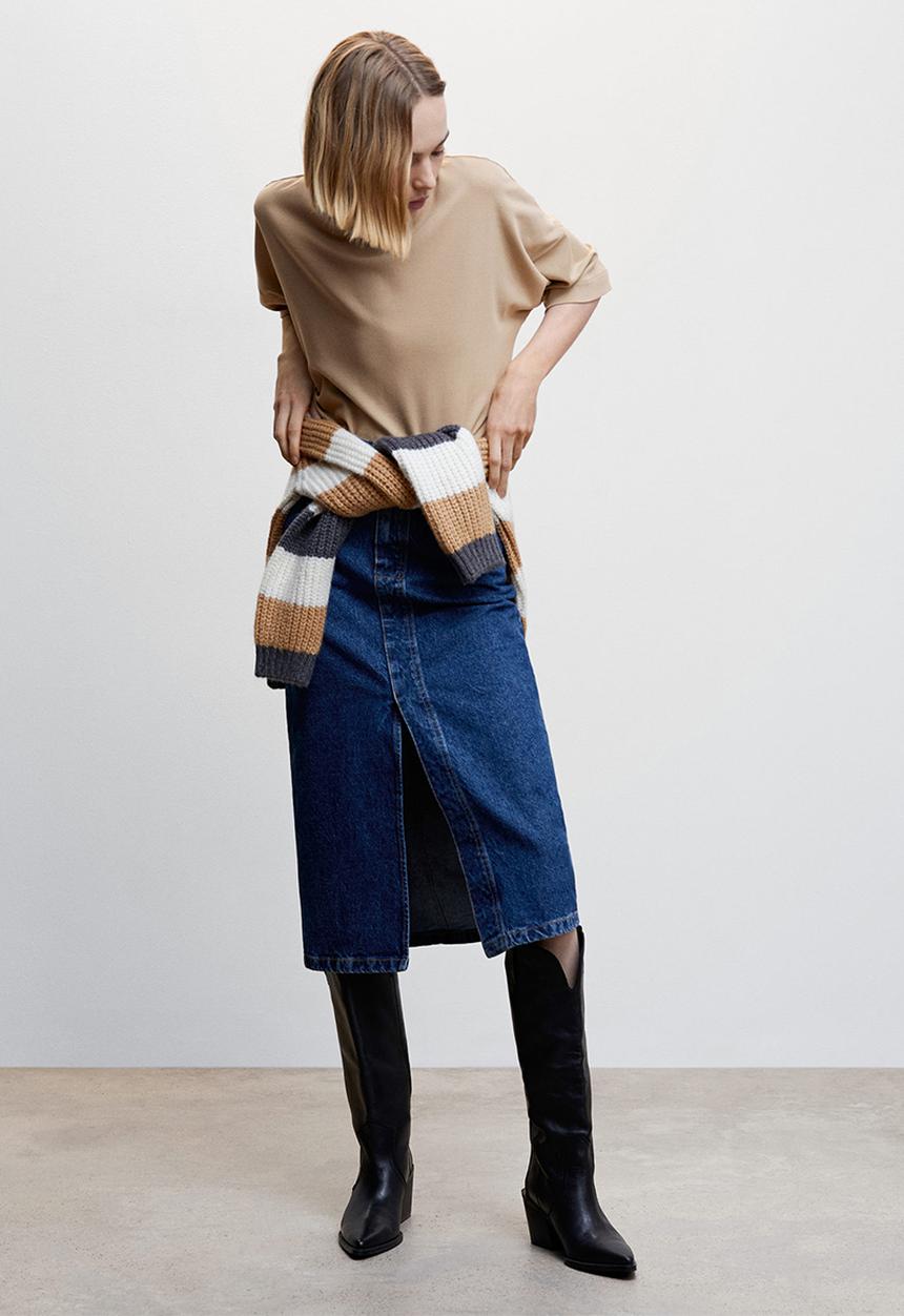 MANGO - T-shirt sita - light beige