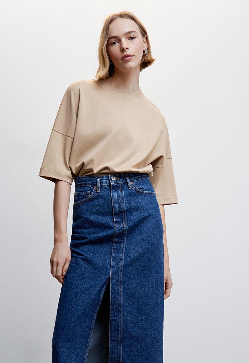 MANGO - T-shirt sita - light beige