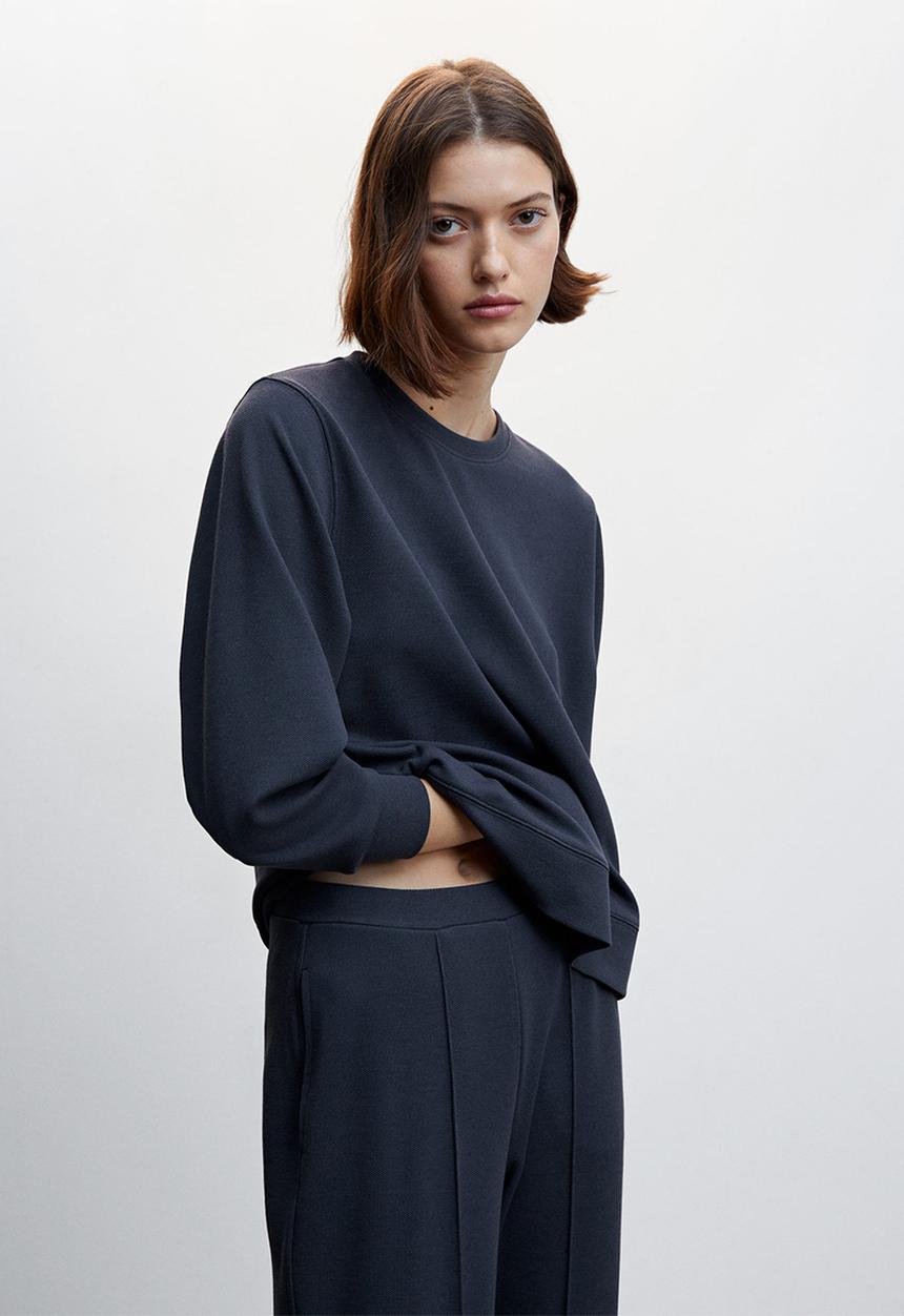 MANGO - Sweatshirt pique - navy
