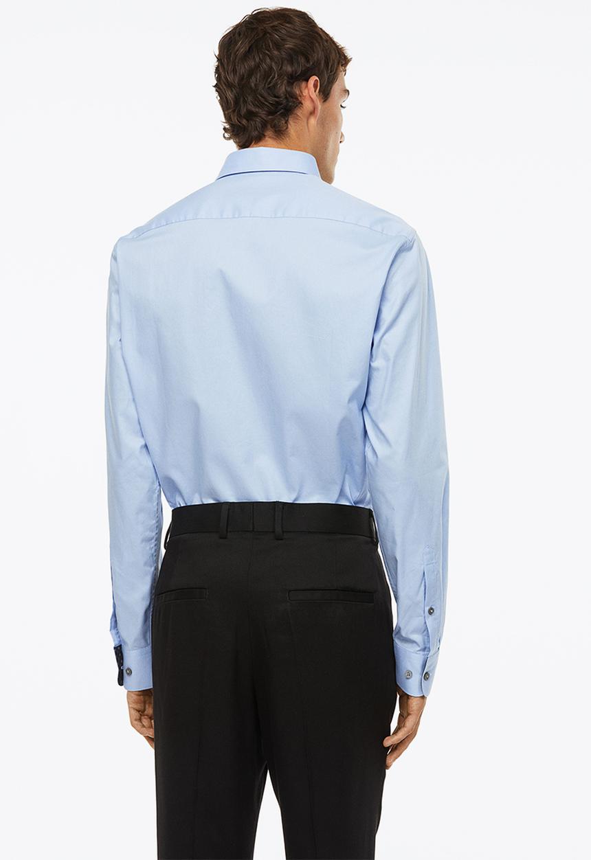 H&M - Slim fit premium cotton shirt - light blue