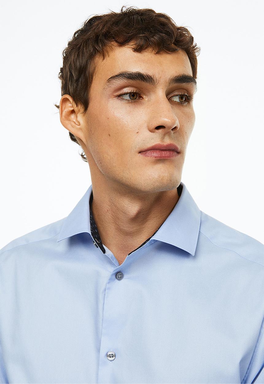 H&M - Slim fit premium cotton shirt - light blue