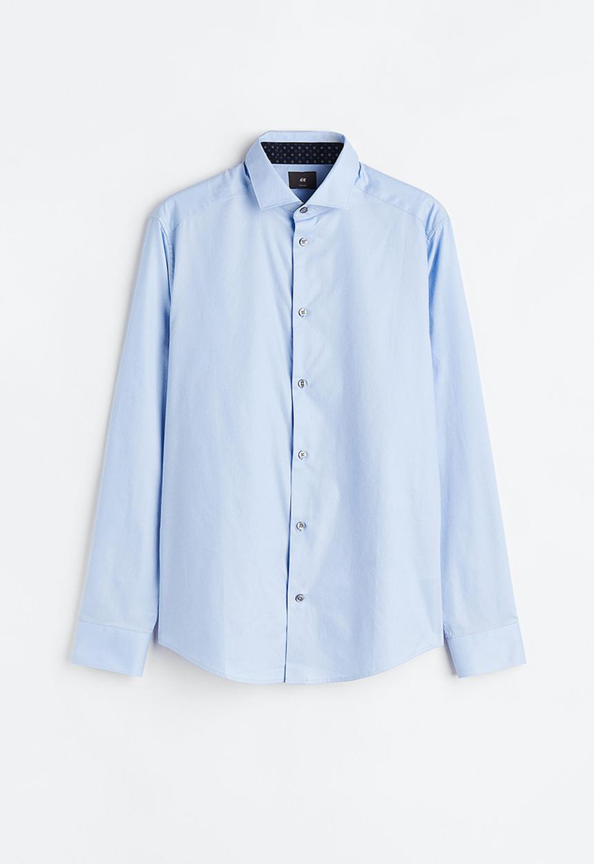 H&M - Slim fit premium cotton shirt - light blue