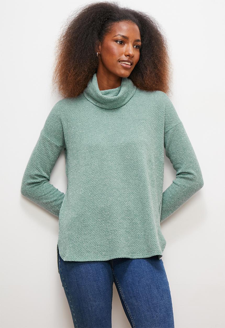 edit - Slouchy cowl tunic - sage