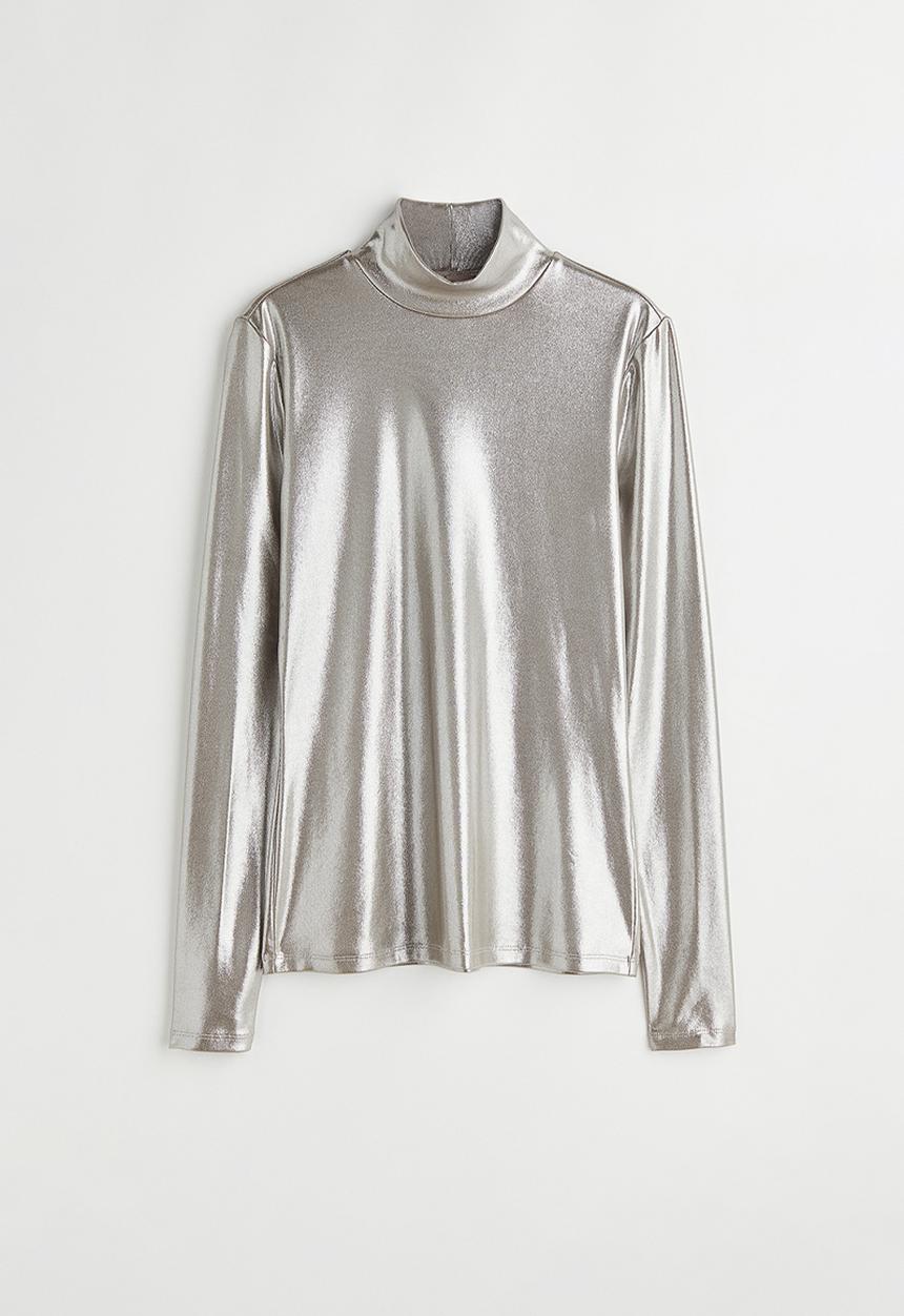 H&M - Polo-neck top - silver-coloured
