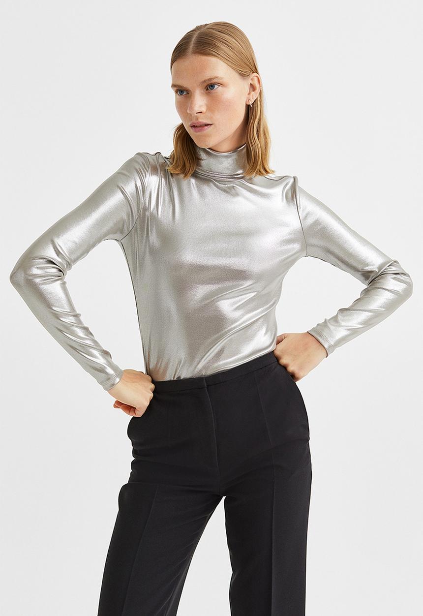 H&M - Polo-neck top - silver-coloured