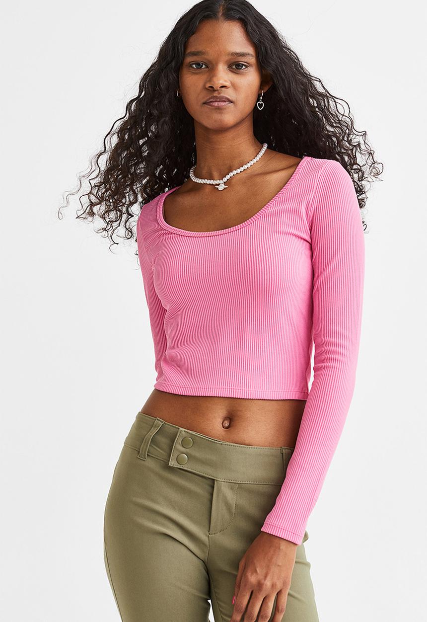 H&M - Ribbed jersey top - pink