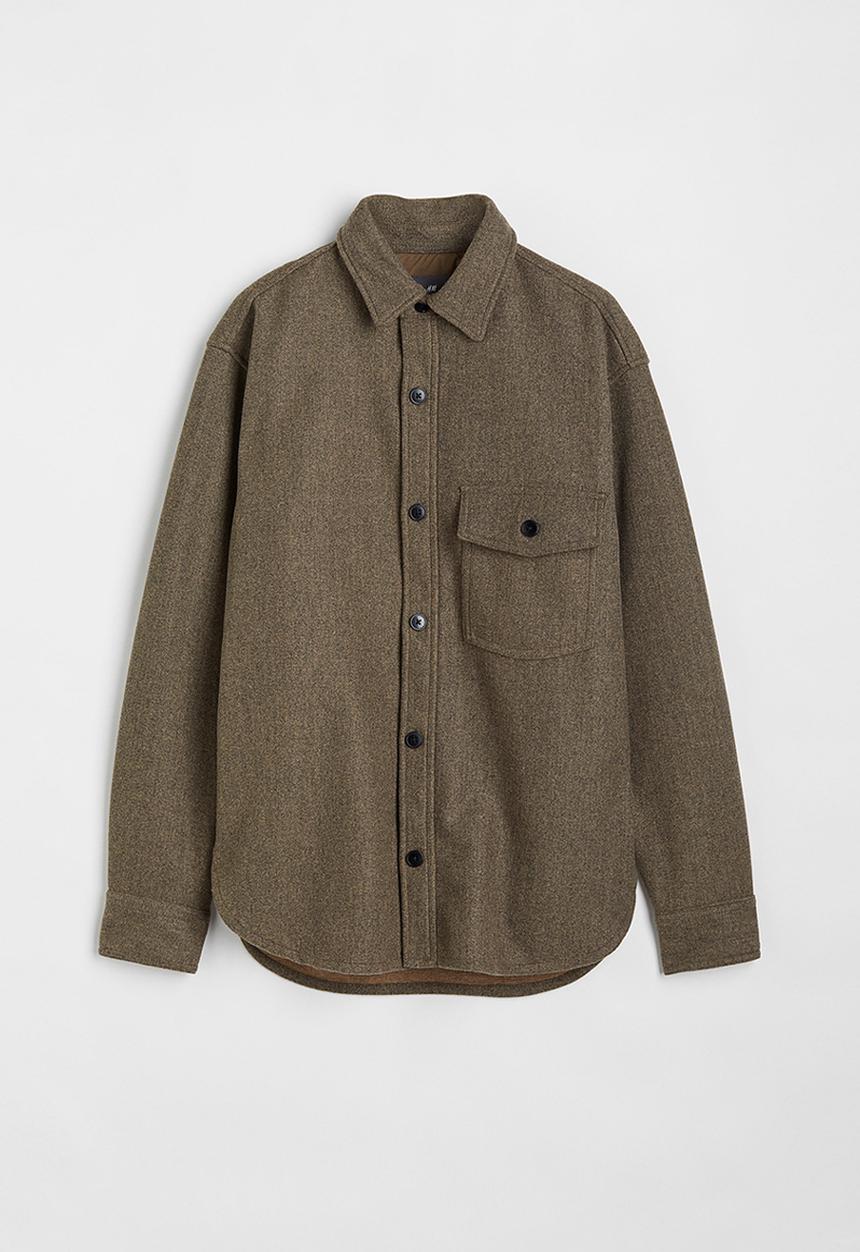 H&M - Relaxed fit felted overshirt - brown marl