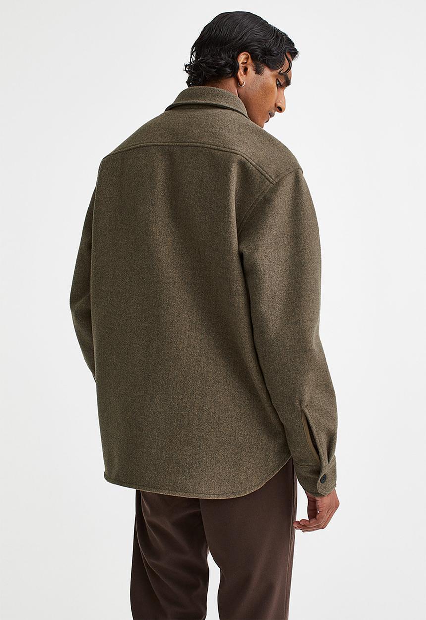 H&M - Relaxed fit felted overshirt - brown marl