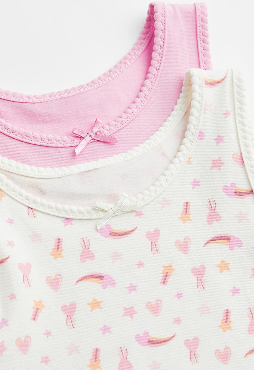 H&M - 2-pack vest tops -  pink/shooting stars