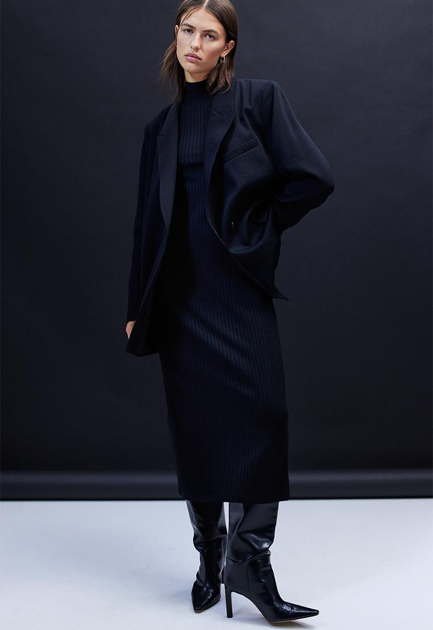 H&M - Turtleneck ribbed dress - black