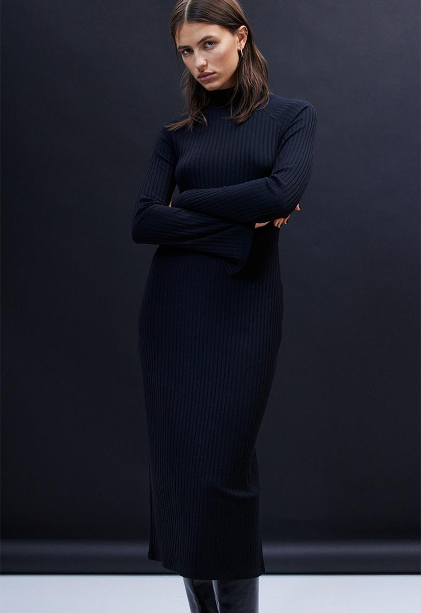 H&M - Turtleneck ribbed dress - black