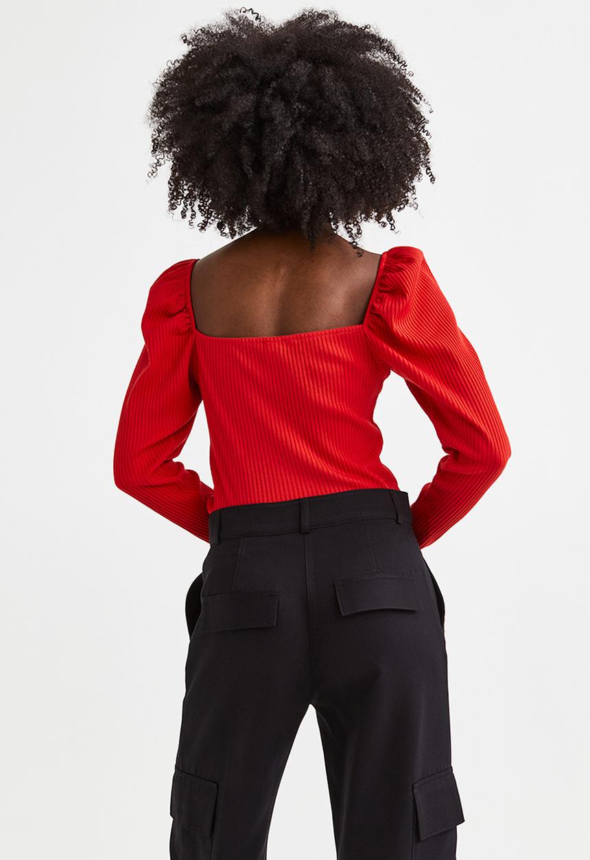 H&M - Ribbed short top - red