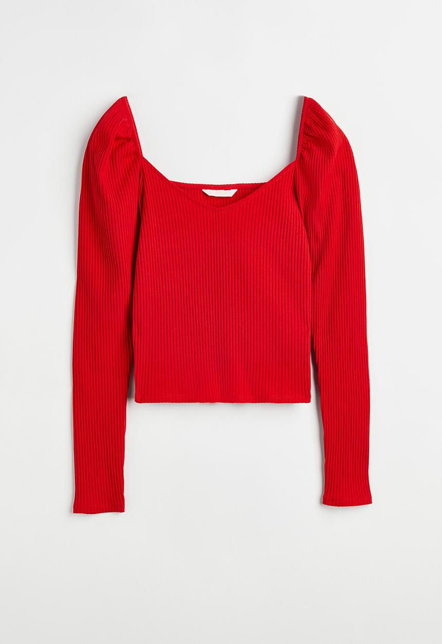 H&M - Ribbed short top - red
