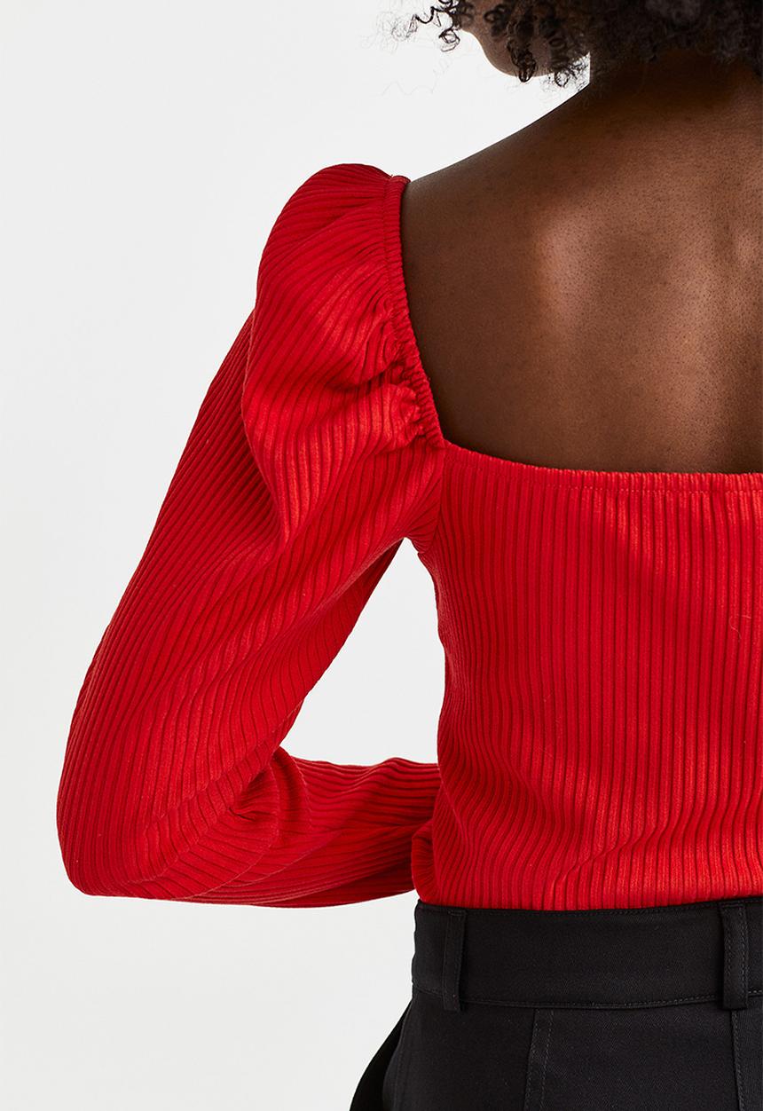 H&M - Ribbed short top - red