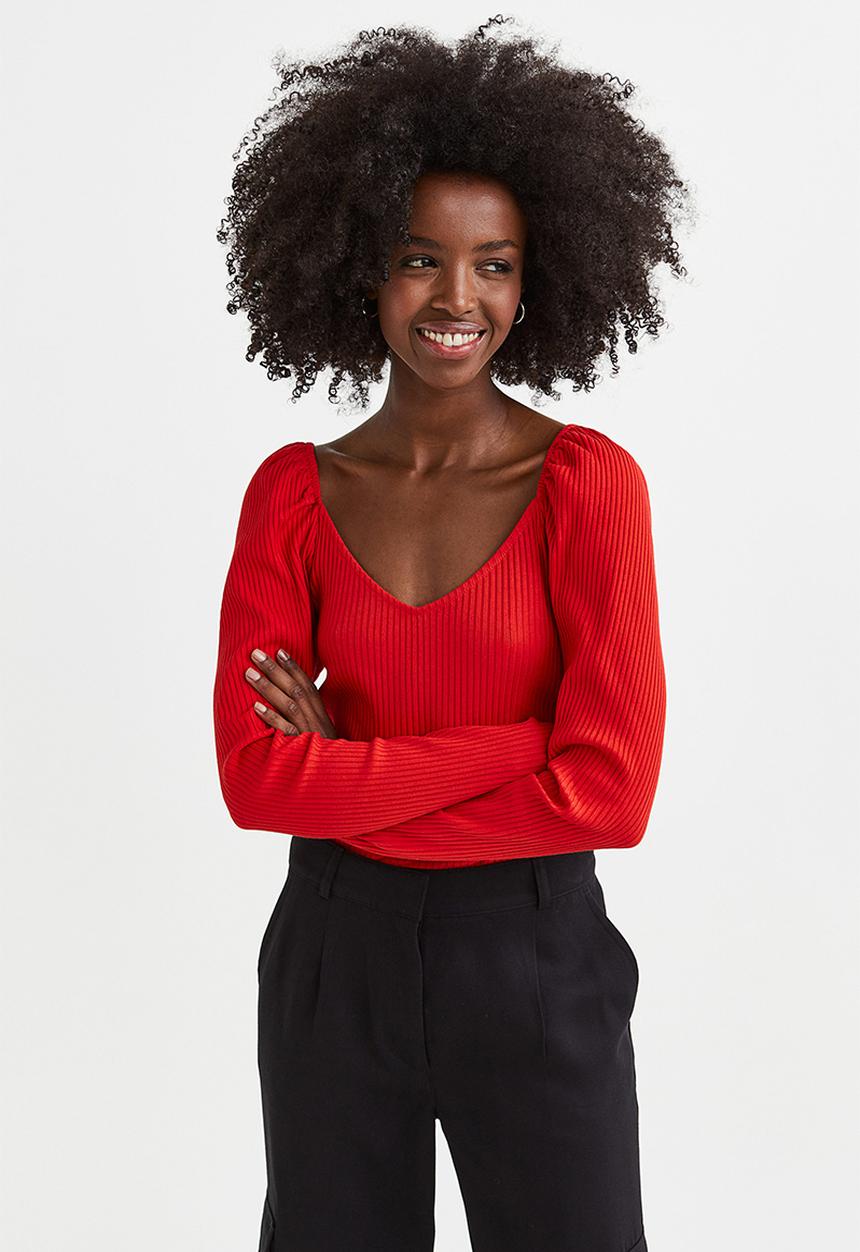 H&M - Ribbed short top - red