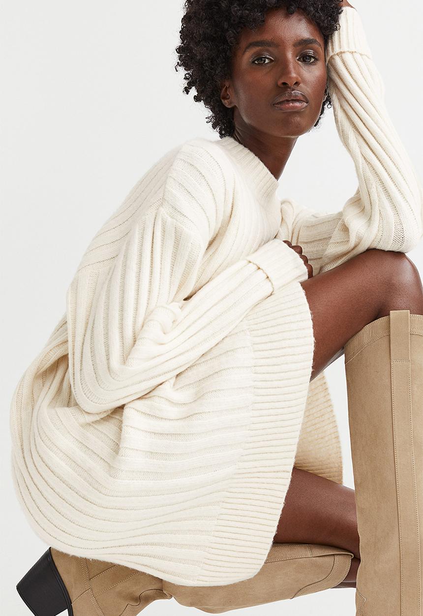 H&M - Rib-knit dress - cream