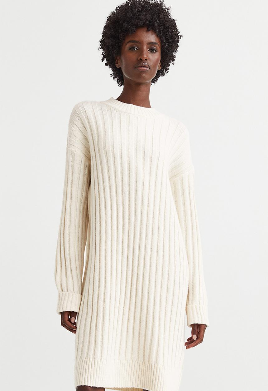H&M - Rib-knit dress - cream