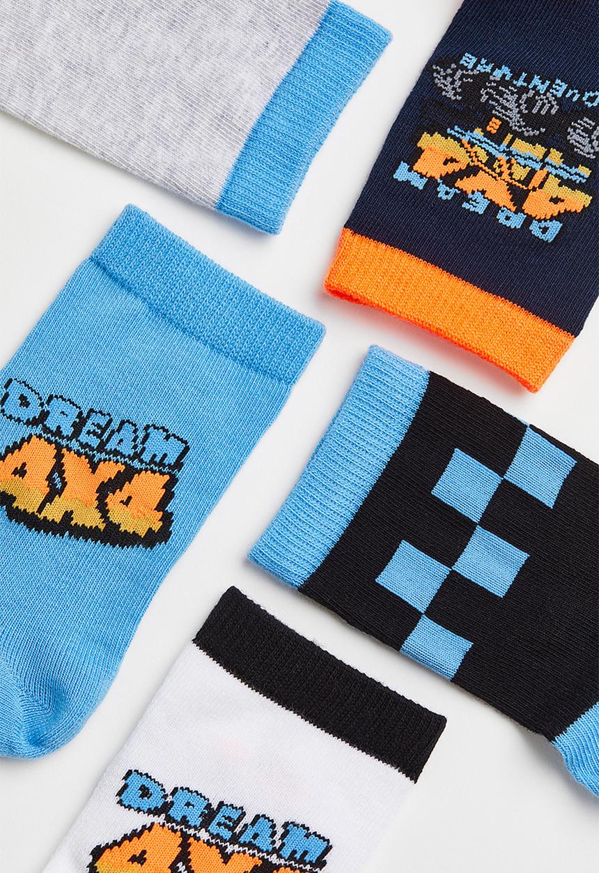 H&M - 5-pack socks - black,blue,grey,multi,white